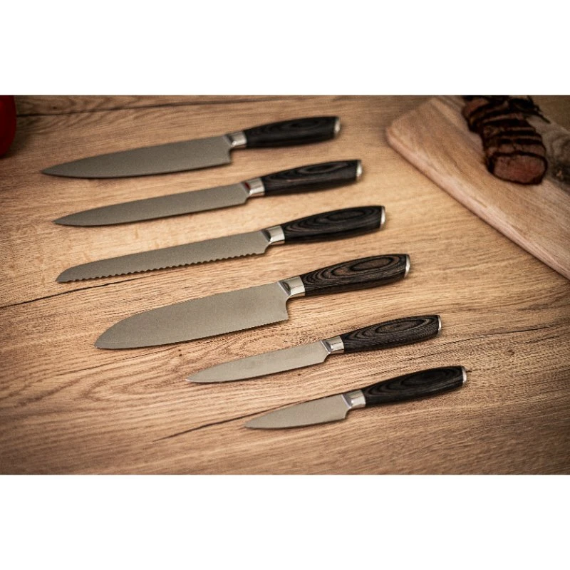 Damascus By Hâws Knivsæt i Damaskusstål 6 stk 30-DBH6G10  color Sort