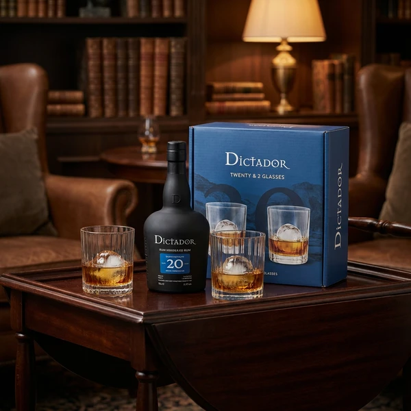 Dictador 20 Års Rom Gavesæt m/2 Glas 70cl L-53-720-00  color Sort