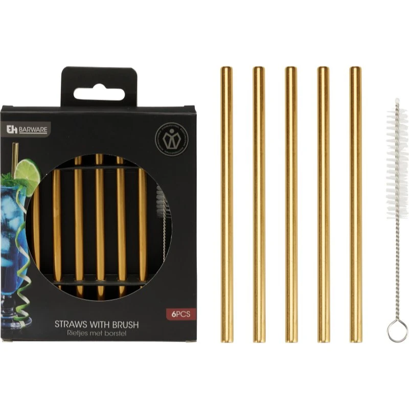 Sugerør i rustfrit stål 6 stk guld CY5657570  color Sort