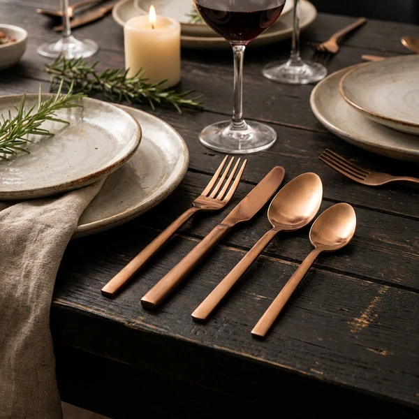Bestiksæt kobber 24 dele i rustfrit stål 1667937 by COSY & TRENDY color Sort
