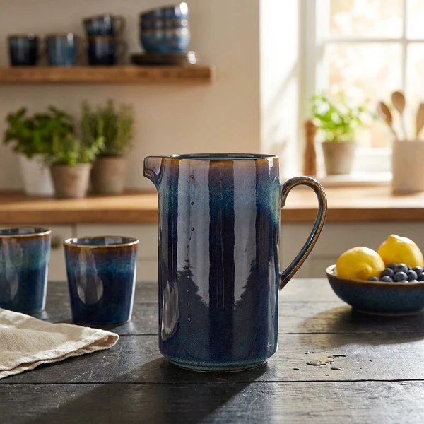 Kande i blåt porcelæn 1,4 L - H19,5 cm 2936195 by COSY & TRENDY color Sort