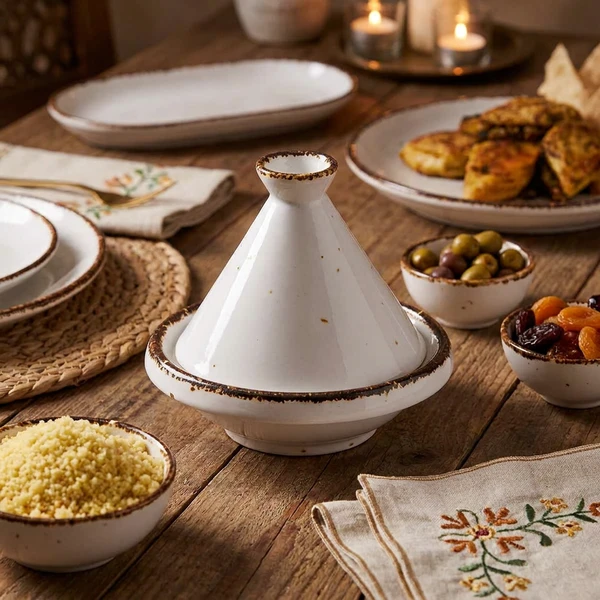 Mini Tajine Porcelæn Hvid Ø9cm x H9cm 1480109 by COSY & TRENDY color Sort