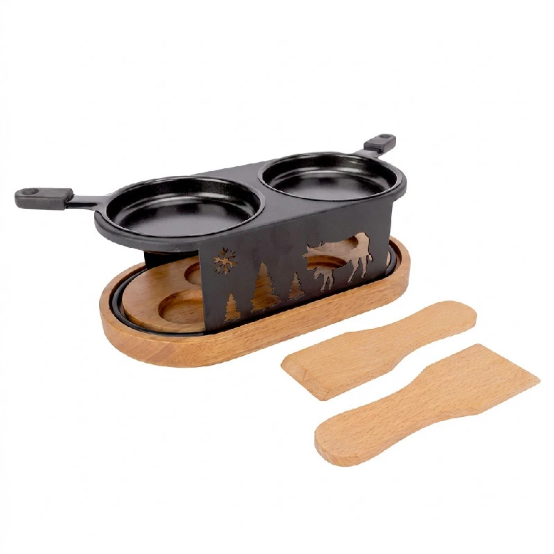 Raclette Oval til 2 Personer inkl. Spatler 22,5cm 5659002 by COSY & TRENDY color Sort