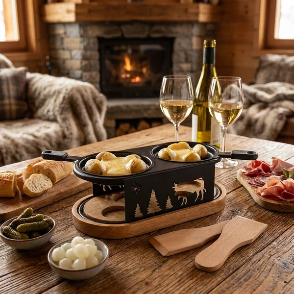 Raclette Oval til 2 Personer inkl. Spatler 22,5cm 5659002 by COSY & TRENDY color Sort