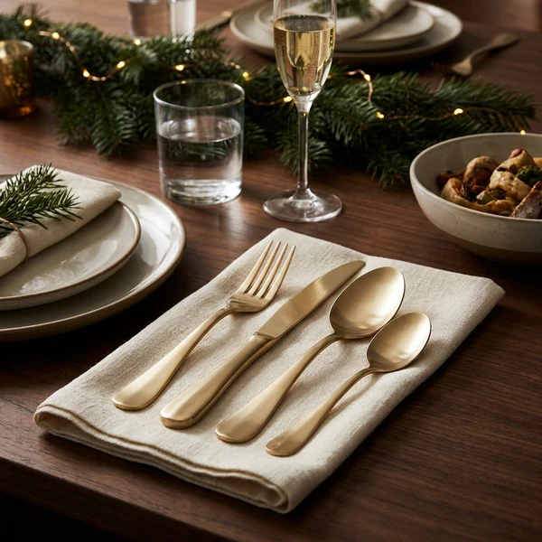 Bestiksæt 24 dele Mat Champagne Rustfrit Stål 5422003 by COSY & TRENDY color Sort