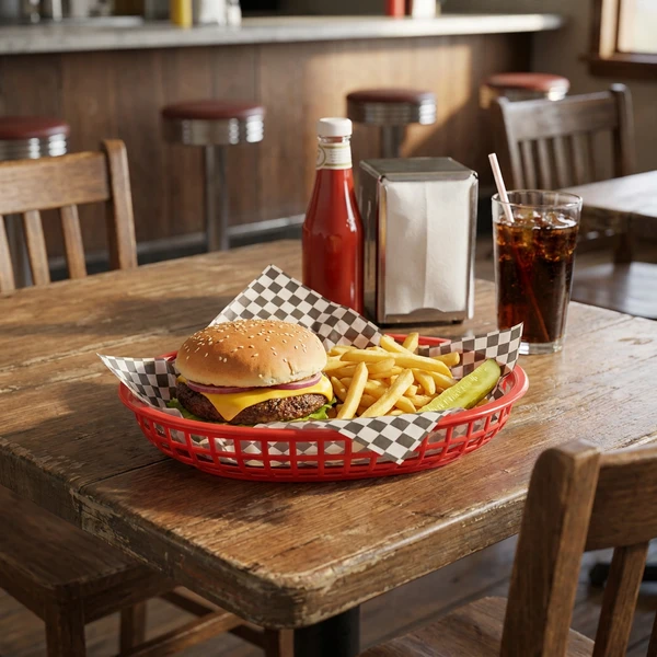 Burgerbakker Rød Plast 6 stk 23x14 cm 1669095 by COSY & TRENDY color Sort