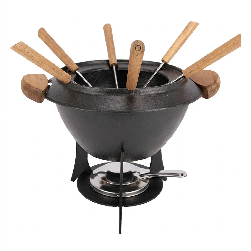 Fonduesæt i støbejern Ø23 cm inkl. 6 gafler 5659001 by COSY & TRENDY color Sort