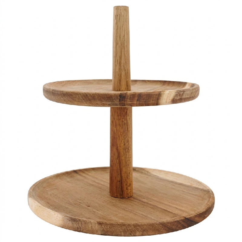 Opsats Rund Akacietræ 2 Etager Ø23,5cm 6186449 by COSY & TRENDY color Sort