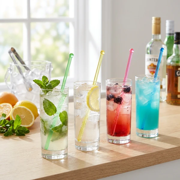 Drinkspinde Plast Assorteret 16,5cm 20 stk HNC0191B by COSY & TRENDY color Sort