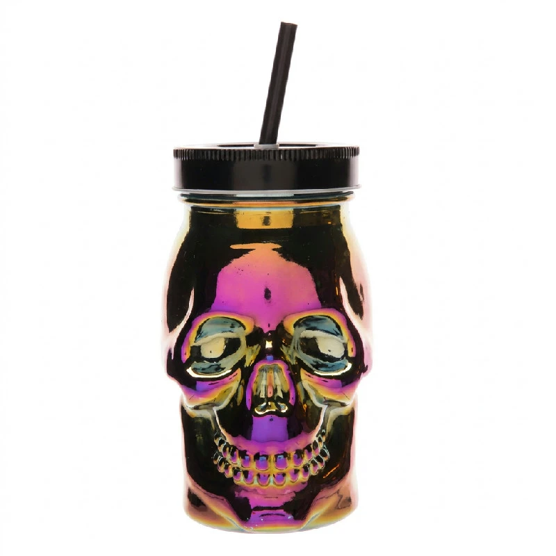Kranie glas med sugerør lilla 9x9x15 cm 45cl 3774019 by COSY & TRENDY color Sort