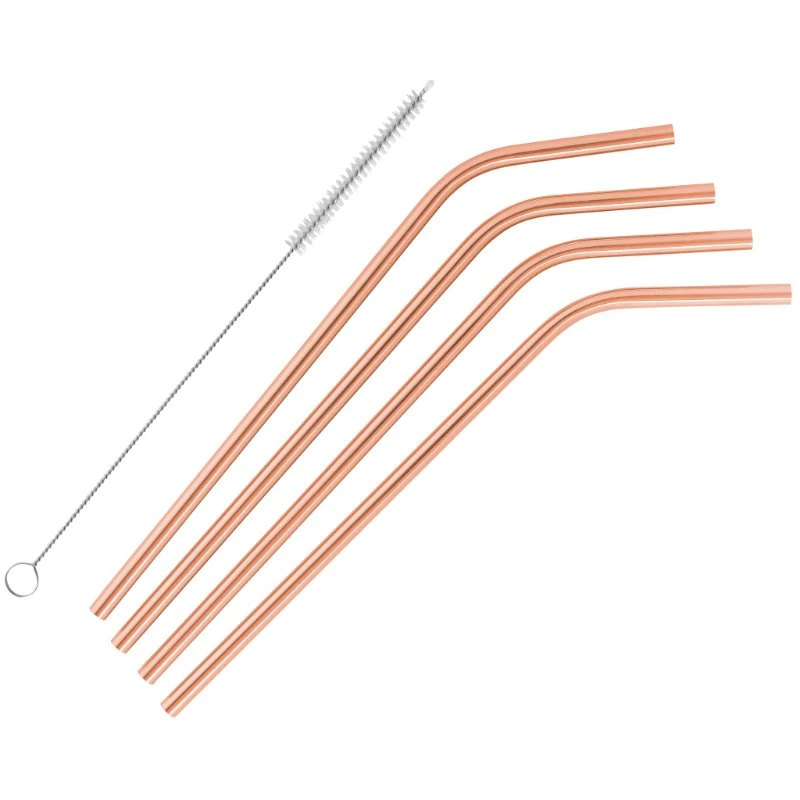 Barprofessional Metalsugerør m. knæk 6mm - 4 stk - Kobber RIEC004  color Sort