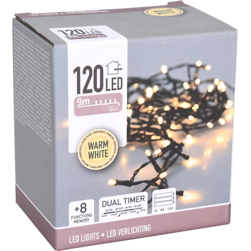 LED lyskæde 9 Meter - 120 Lys AX9810640  color Sort