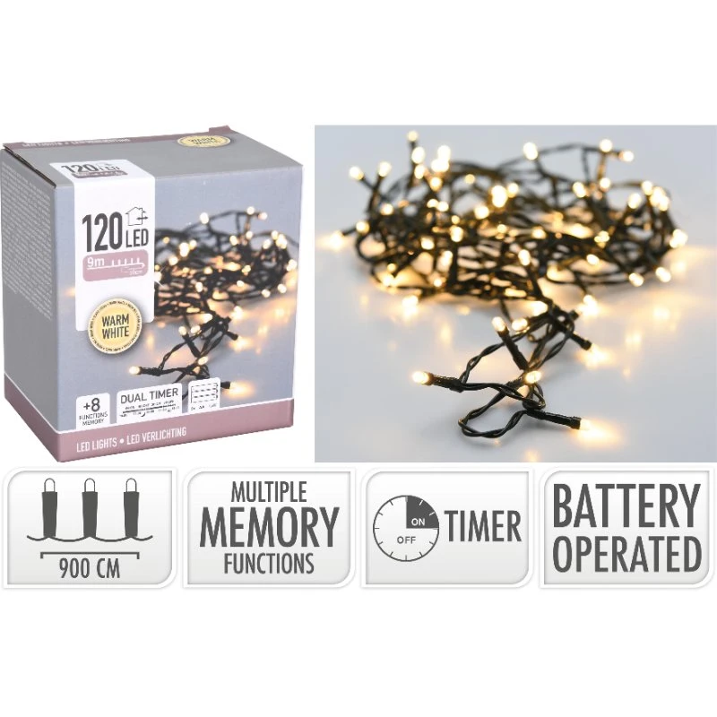 LED lyskæde 9 Meter - 120 Lys AX9810640  color Sort