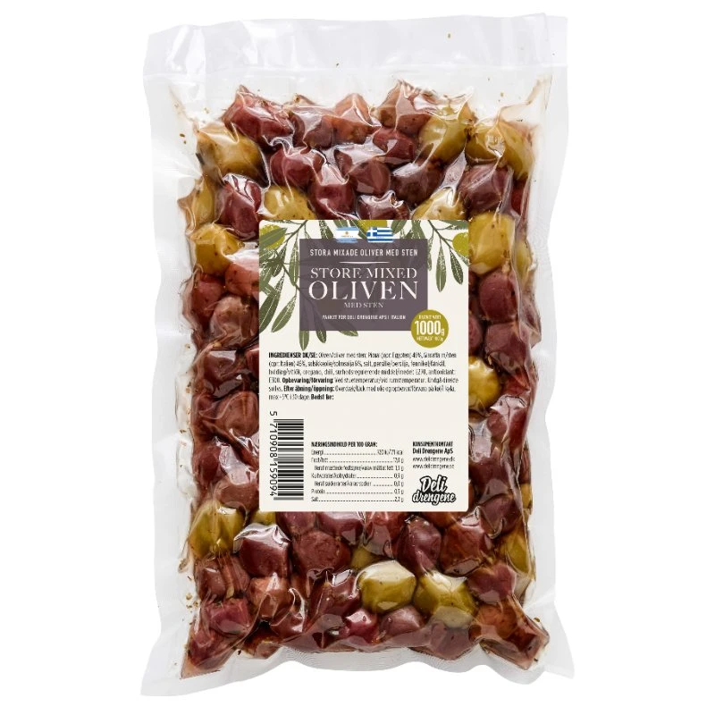Store mixed oliven m/krydderier 1000g 2126 by Deli Drengene color Sort