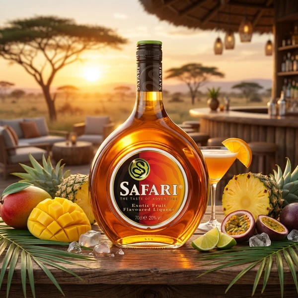 Safari Exotic Frugtlikør 20% 70 cl 63012 by SAFARI color Sort