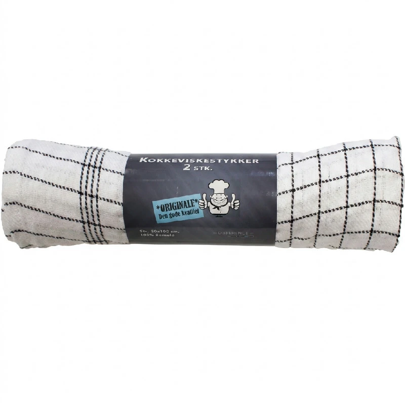 Kokkeviskestykke med sorte striber 2-pk. Str 50cm x 100 cm 4020366  color Sort
