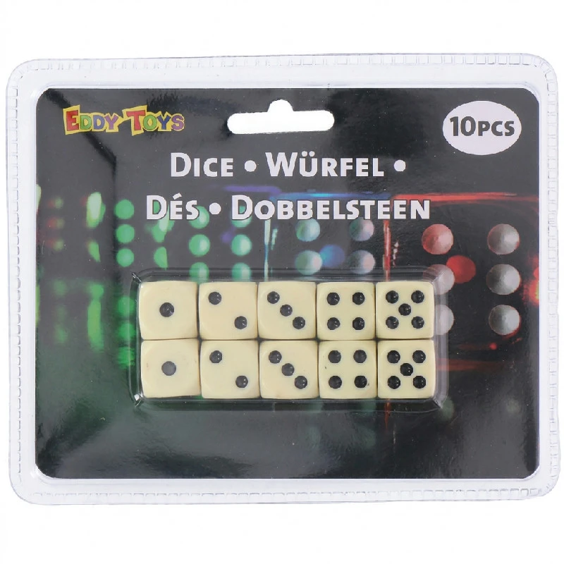 Terninger 10 stk. - Hvid plastik 4080164  color Sort