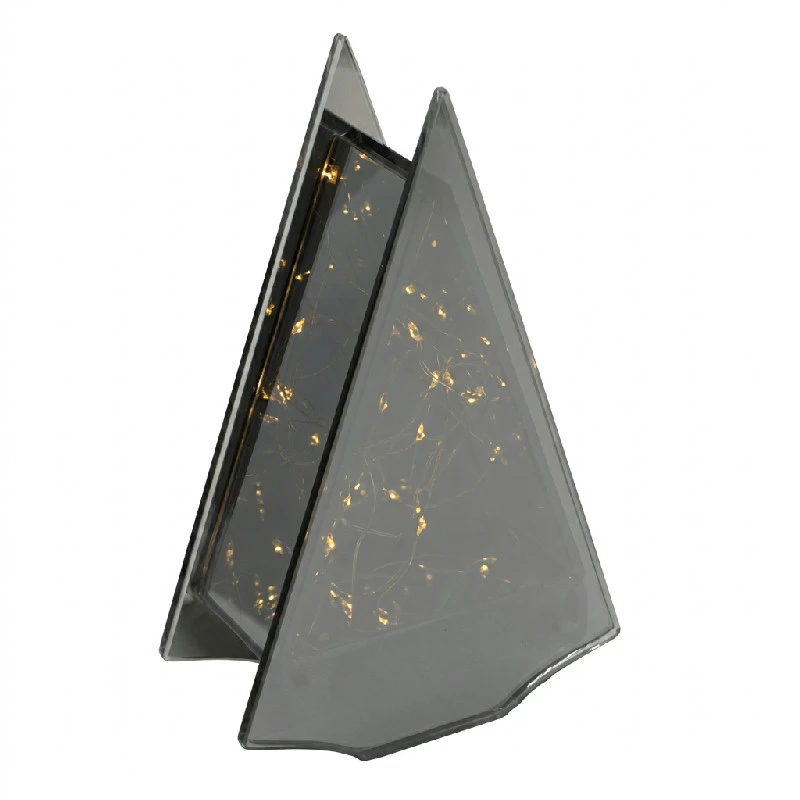 Evighedsstage trekantet i glas med LED lys 15 cm 2400486 by HAAHR & CO color Sort