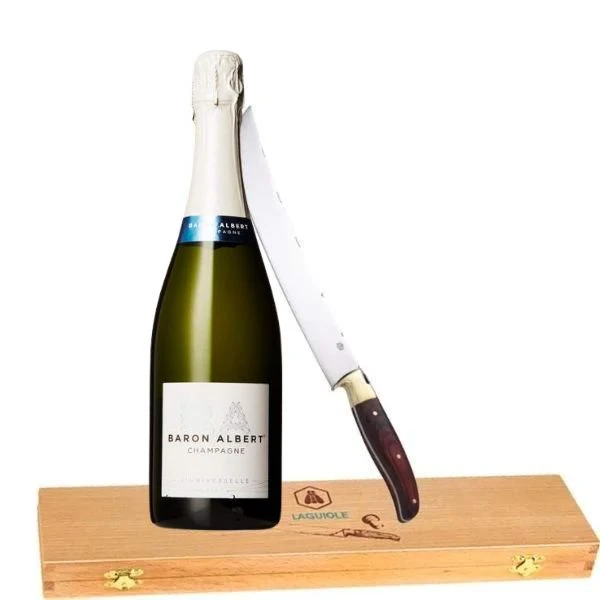 Champagne og sabel gavesæt med Baron Albert 70 cl Doussotsabel by Laguiole color Sort