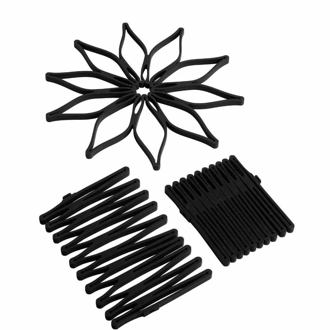 SET OF 3 MAGIC TRIVET black silicone ST61126 by Steel-Function color Sort