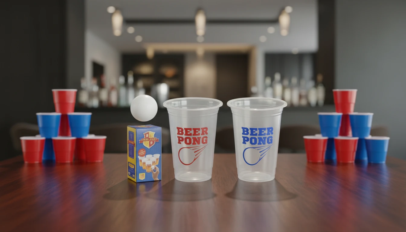Koop Beer Pong Sæt - 2 Bolde, 12 Røde/Blå Bægre 4080177 by Koop color Sort