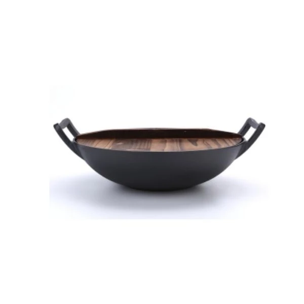 Støbejernswok med trælåg Ø36 cm 30-WOK1014-3 by Hâws color Sort