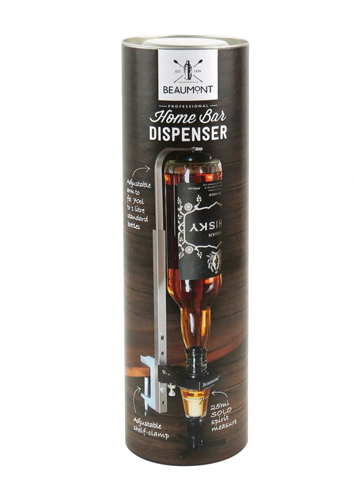 Hjemmebar dispenser og flaskeophæng i gaveæske BTBL3580 by Beaumont color Sort