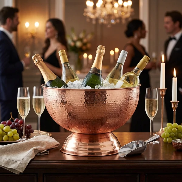 Hamret Kobber Champagne bowl 38 cm - Genware CHBWL1C by Genware color Sort