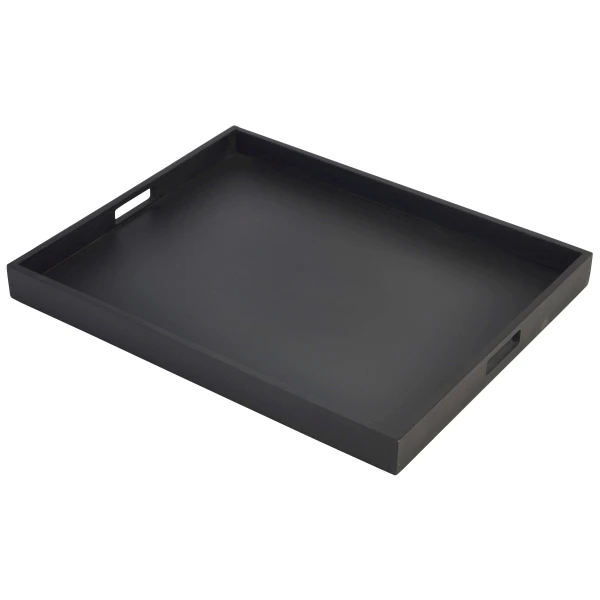 Solid Black Butlers Tray 53.5 x 42.5 x 4.5cm BT5342BK by Genware color Sort