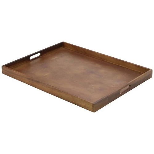 Tjenerbakke i akacietræ 64 x 48 x 4,5 cm BT6448 by Genware color Sort