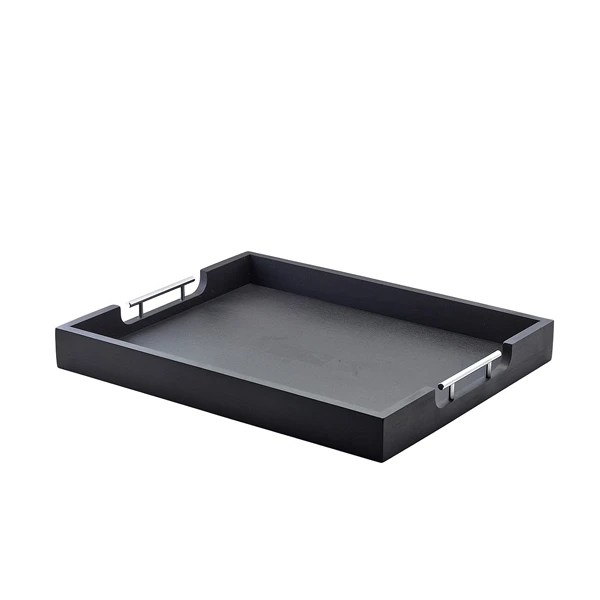 Solid Sort Butlersbakke med metalhåndtag 54.5 x 44cm BTM5544BK by Genware color Sort