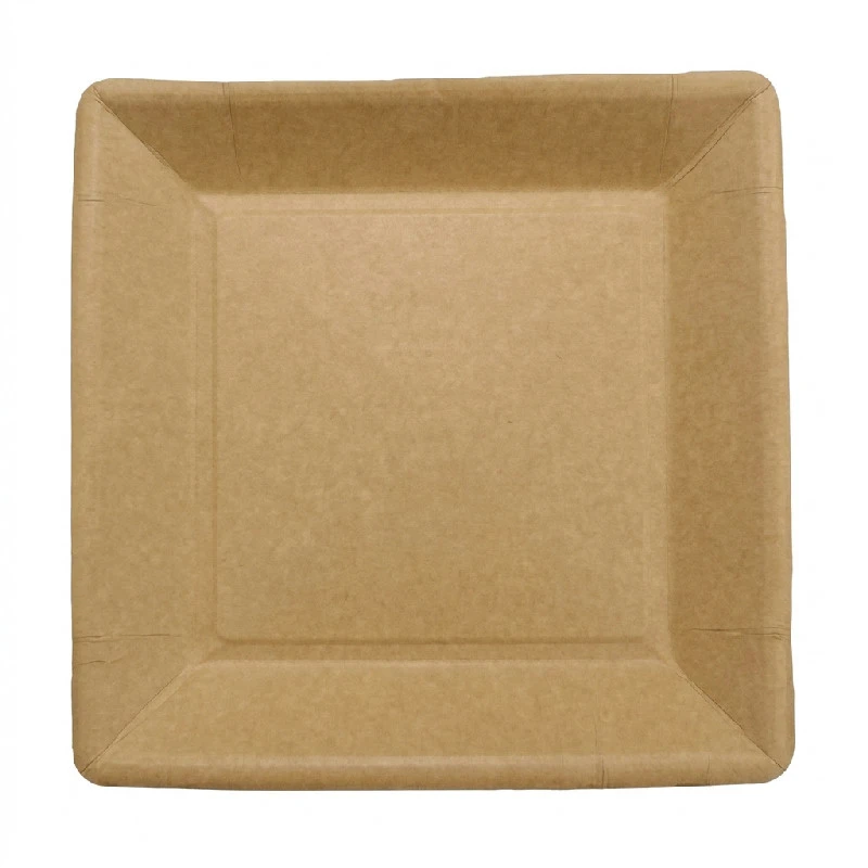 Paptallerken firkantet 18x18 cm kraft bionedbrydelig brun 50 stk. ML119667 by Multiline color Sort