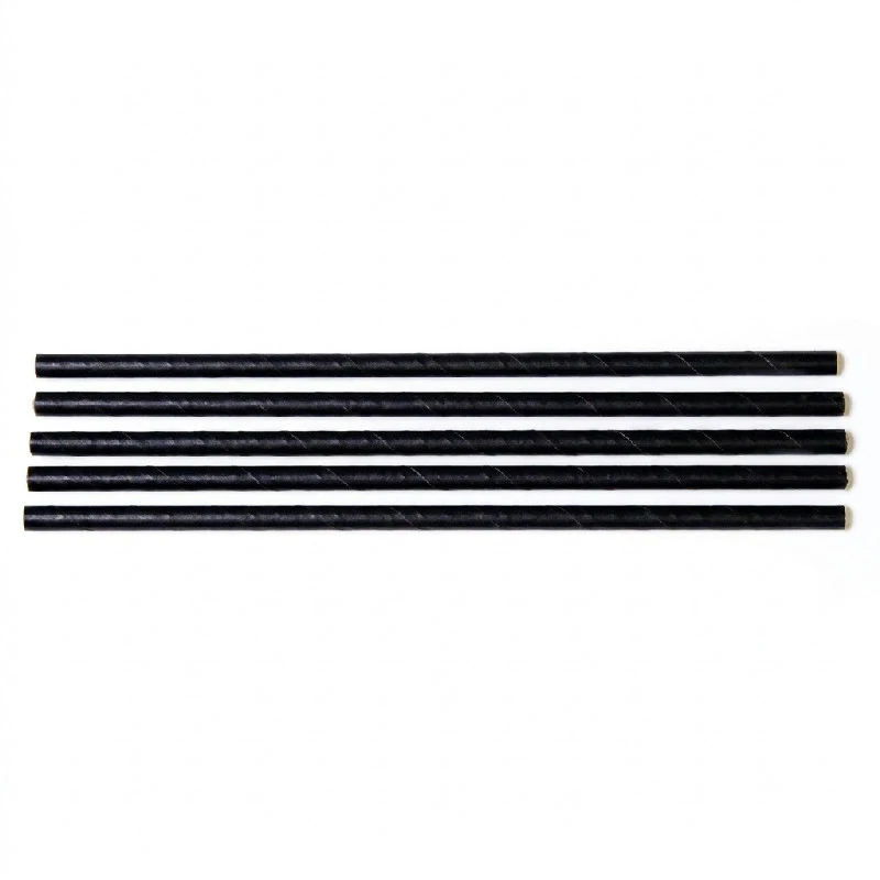 Sugerør Ø6x230 mm uden knæk bionedbrydeligt papir sort ML124586 by Multiline color Sort