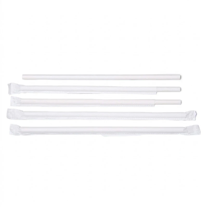 Sugerør Ø8x230 mm uden knæk enkeltpakket bio papir hvid ML124595 by Multiline color Sort