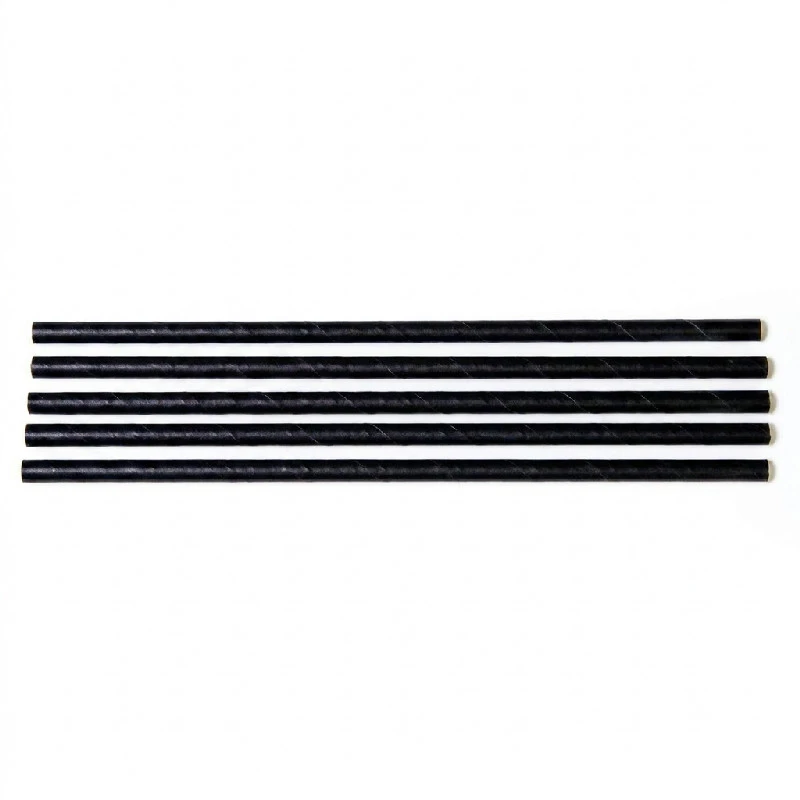 Sugerør Ø7x250 mm uden knæk Bionedbrydeligt Papir Sort ML124594 by Multiline color Sort