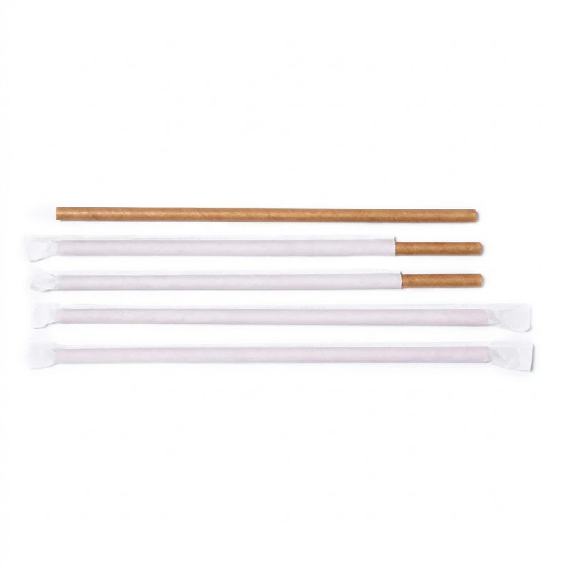 Papirsugerør Ø8x250 mm u. knæk enkeltpakket brun ML124596 by Multiline color Sort