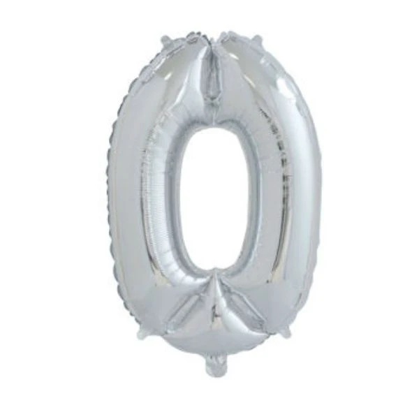 Ballon Nummer "0" 65 cm - Sølvfarvet 4201510  color Sort