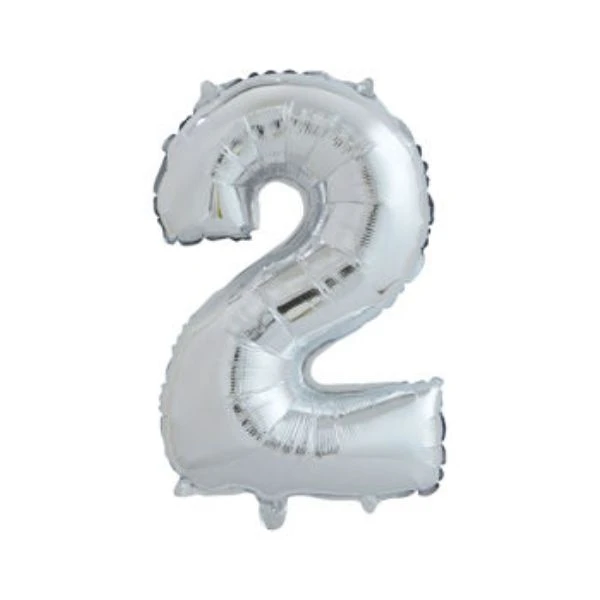 Ballon Nummer "2" Sølvfarvet 65 cm 4201512  color Sort
