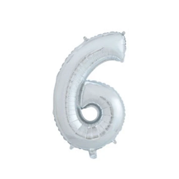 Ballon Nummer "6" Sølvfarvet 65 cm 4201516  color Sort