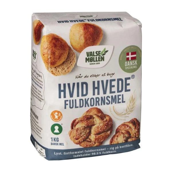 Hvedemel Fuldkorn hvid Valsemøllen 1KG 210082 by Valsemøllen color Sort
