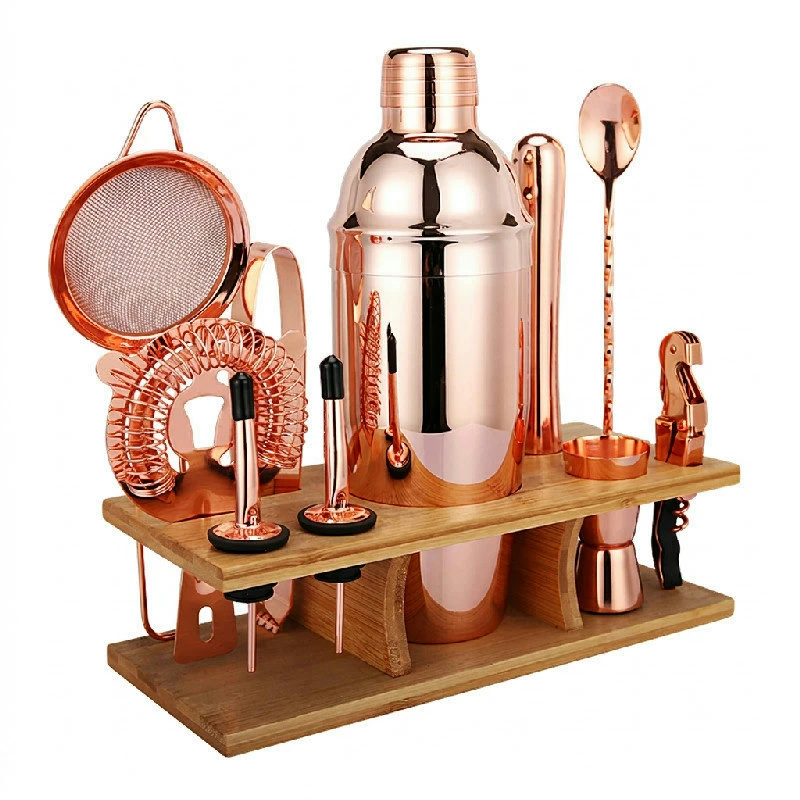Cocktailshaker sæt med 11 dele med stander - Kobber CG-TJ17 by Barlife color Sort