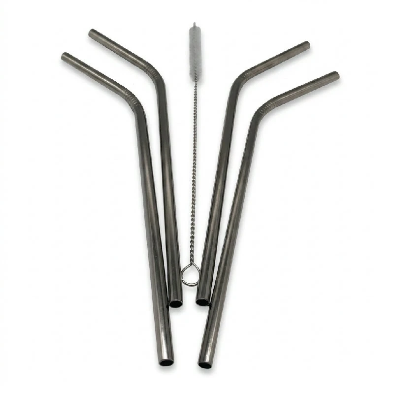 Sugerør 4 stk med knæk + 1 børste ST30124 by Steel-Function color Sort