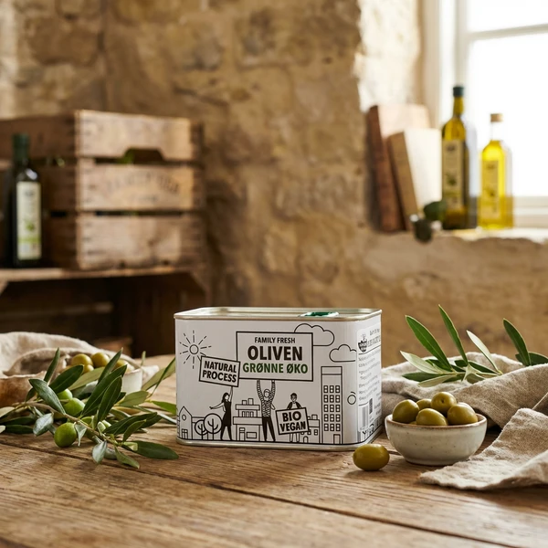Oliven Grønne Øko 800 G 350142 by Family Fresh color Sort