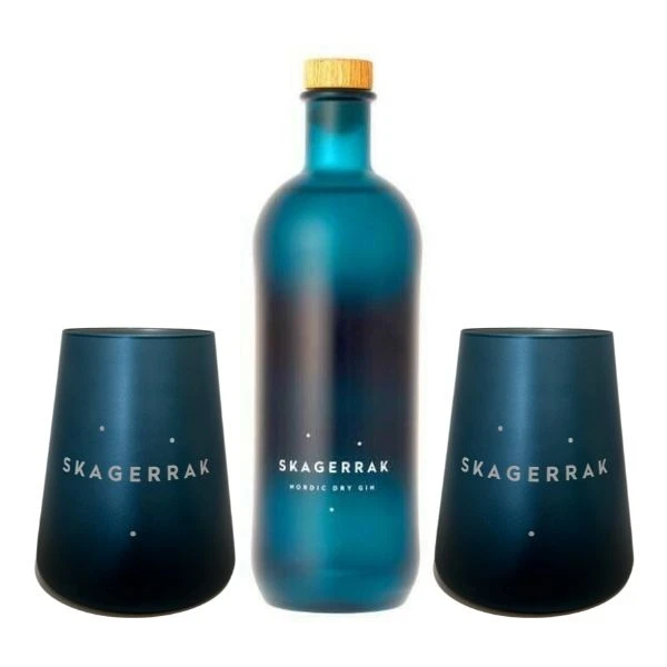 Skagerrak Nordic Dry Gin Fl 70 & 2 glas Skagerrakginogglas by Barlife color Sort