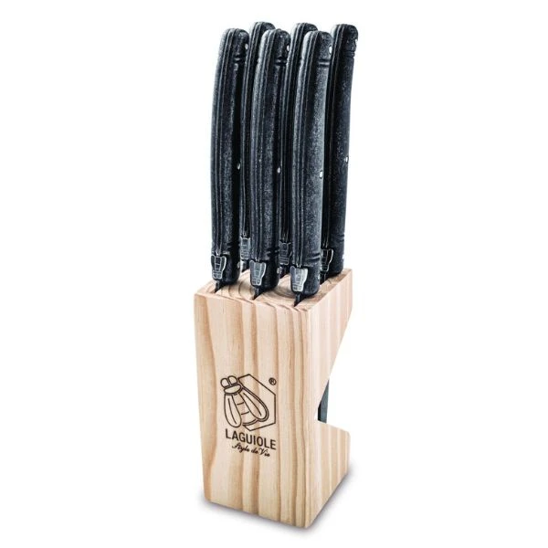 Grillknive Laguiole Sort Stonewash SÆT 6 SdV 530103 by STYLE DE VIE color Sort