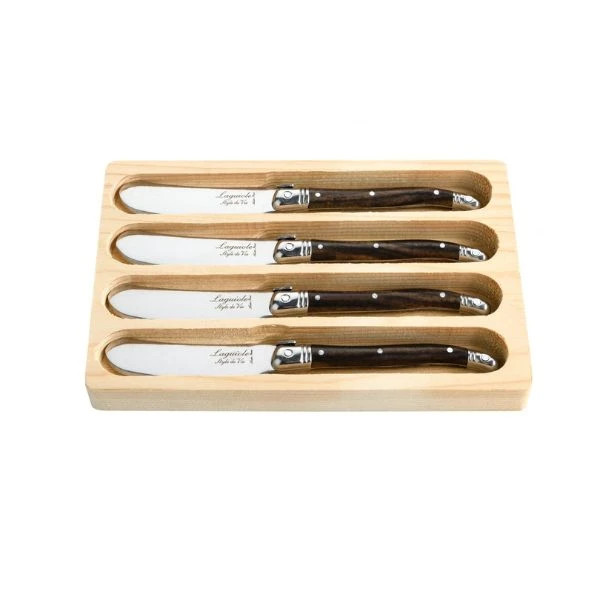 Smørkniv Laguiole Mørkt Træ SÆT 4 SdV 530114 by STYLE DE VIE color Sort