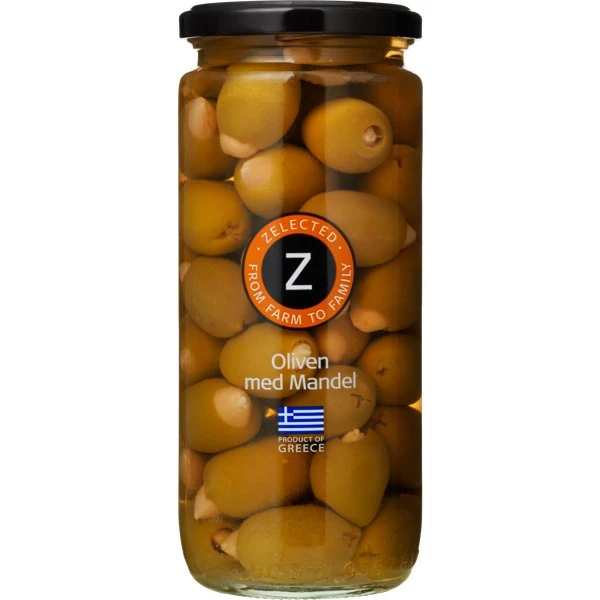 Zelected Oliven med Mandel 510g 10177 by Zelected color Sort