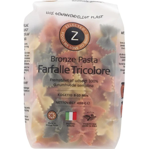 Pasta Farfalle 3-farvet 400g Zelected 17706 by Zelected color Sort