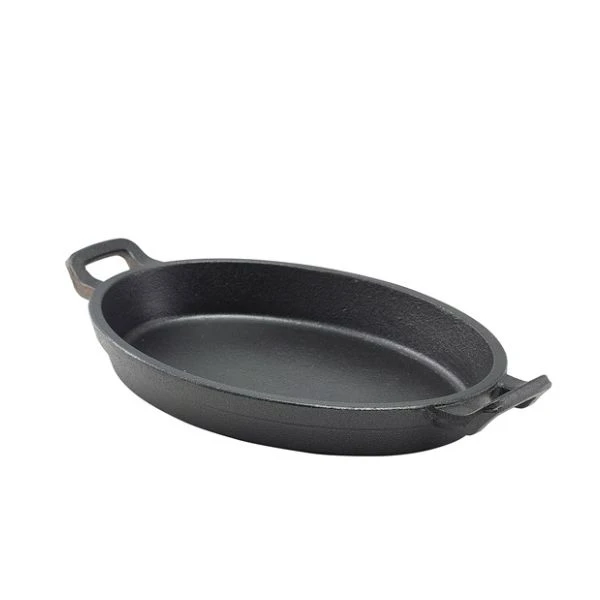 Mini Ovalt Støbejernsfad 24 x 17,3 x 3,4 cm C247 by Genware color Sort