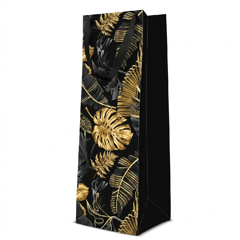 Vin gavepose PAW Guldblade 12x10x37 cm AGB1023004 by Godan color Sort